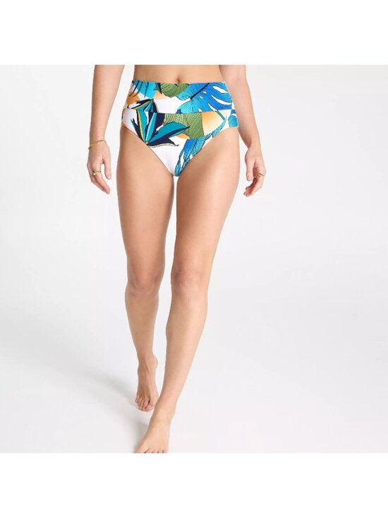 Calia Other - CALIA Women's Wide Banded High Rise Swim Bottoms, Medium, Botanical Print White